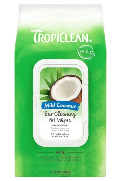 50ct Tropiclean ear Cleaner Wipes (Between Baths) - Hygiene